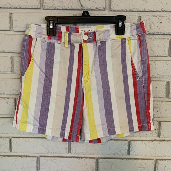 Chino By Anthropologie Relaxed Striped Shorts Size 27 - Picture 2 of 8